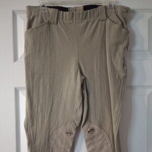 Grand Prix women's riding breeches - knee patch, size 34L, tan, side zip